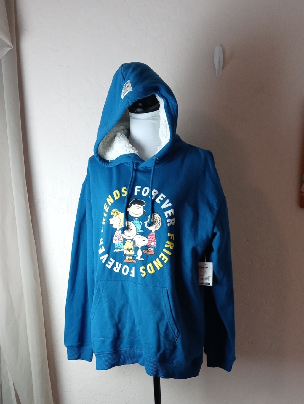 NWT Peanuts Blue 'Friends Forever' Sherpa-Lined Hoodie